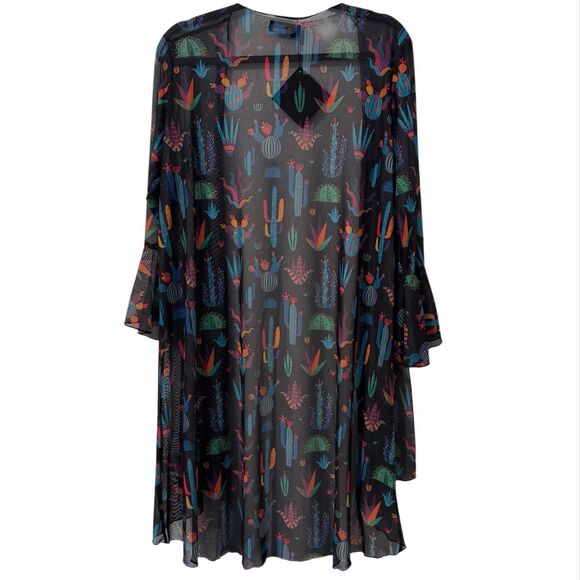 Merigold Kiss Cactus Print Mesh Kimono M/L Western Cowboy Boho Festival - Picture 1 of 6